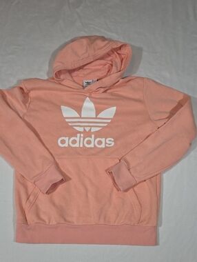 Pink And White Adidas Hoodie Kids Size Large